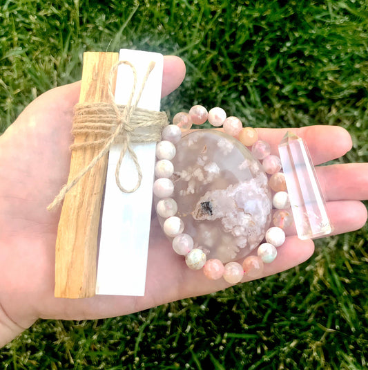 Flower Agate Bracelet Set