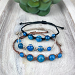 Hand Knotted Bead Bracelet with Blue Apatite