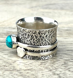 Turquoise Meditation Spinner Gemstone .925 Sterling Silver Ring