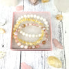 Moonstone gemstone beads shimmering in the New Beginnings Bracelet Set