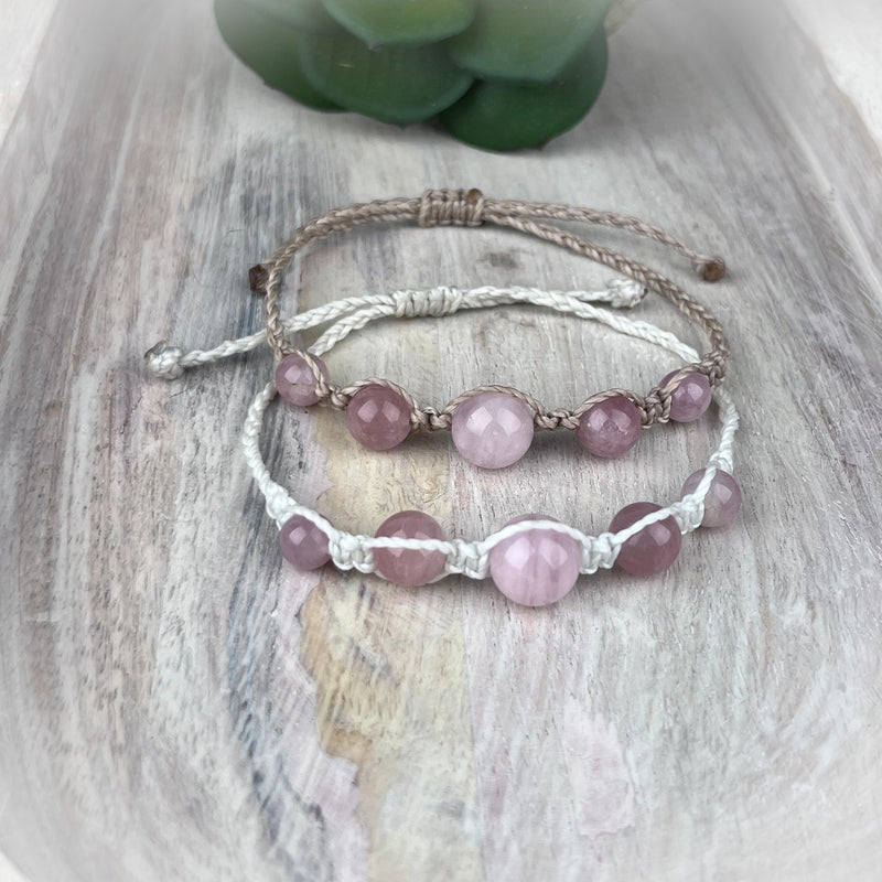 Hand Knotted Bead Bracelet with Rose Quartz