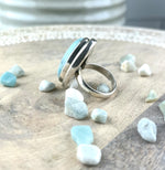 Larimar Gemstone .925 Sterling Silver Ring