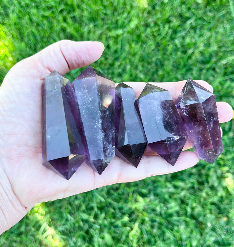 Double terminated amethyst crystal points