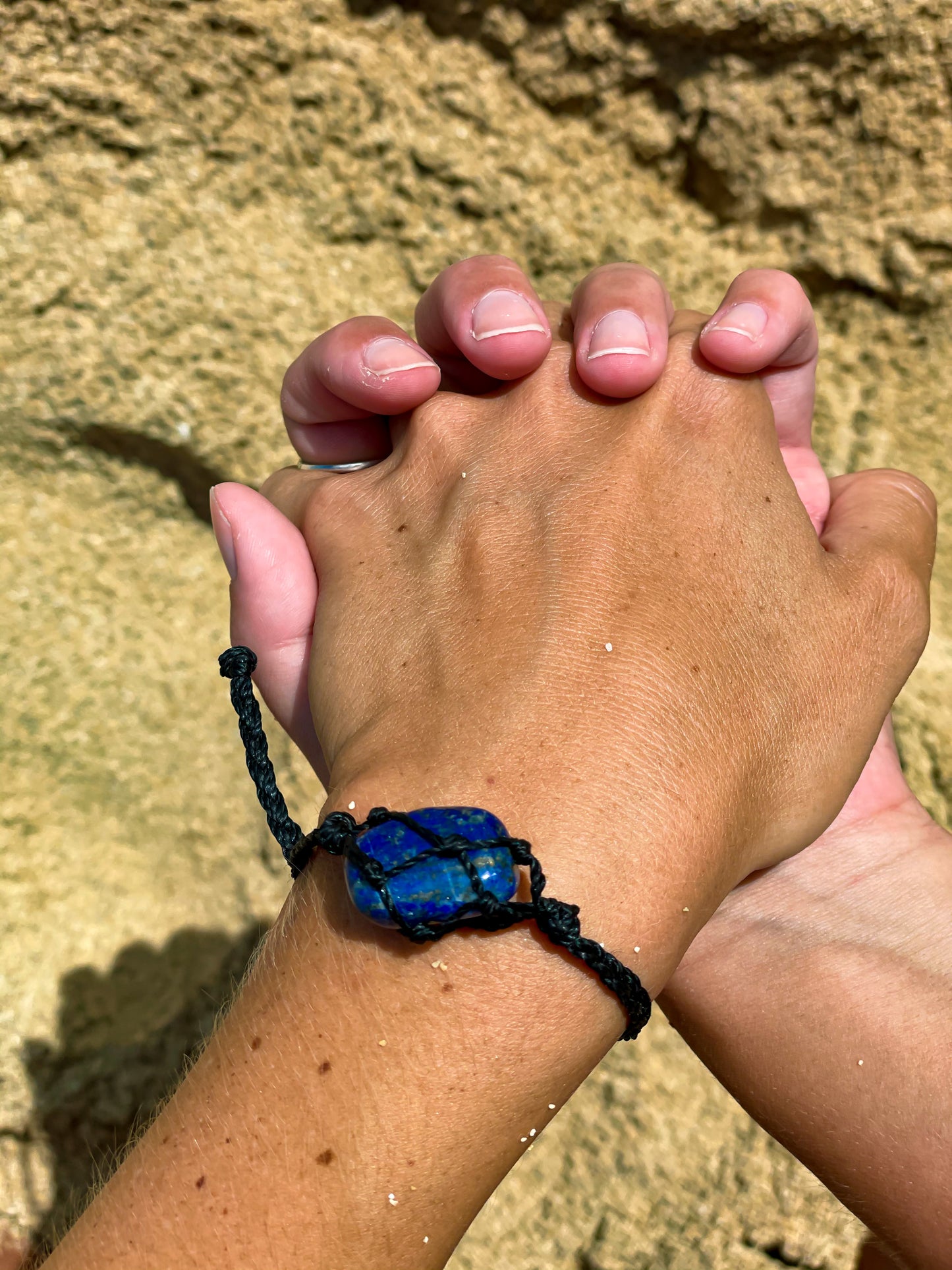 Hand Knotted Crystal Bracelet with Angel Aura Clear Quartz