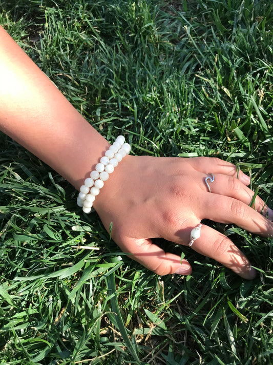 White Moonstone Gemstone Bracelet 8mm